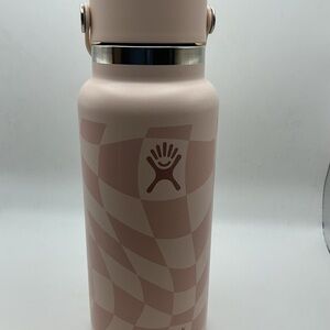 Hydro Flask 32 oz Wide Mouth Flex Straw Cap Checkered Cream Limited NE